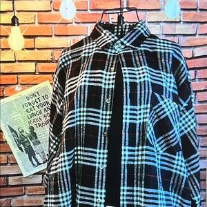 👕 BTC Western Flannel Shirt – Black White Red – Men’s XL – Grunge Cowboy Energy